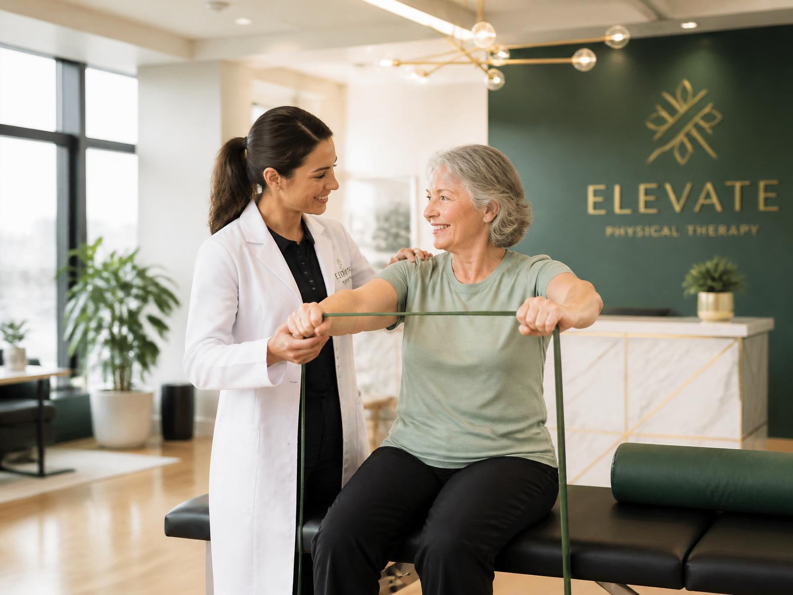 Nova physical therapist working with a patient in a modern clinic
